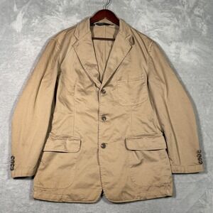 Vintage Polo Ralph Lauren Blazer Mens Large Beige Cotton Chore Sport Coat Jacket